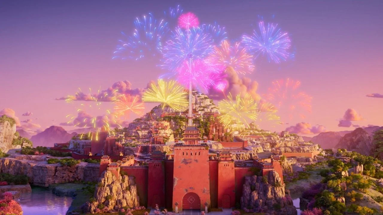 The Disney fireworks castle is also included in the general pop culture potpourri.