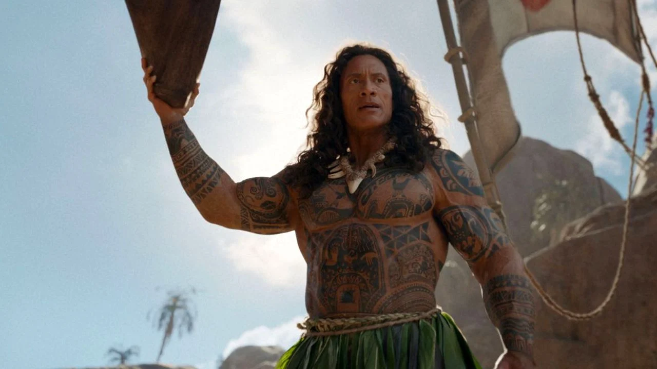 Dwayne Johnson's Maui wig looks a bit silly...