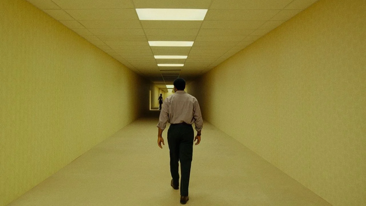 The furniture store operator Clark (Chiwetel Ejiofor) is the first to get lost in the yellowish backrooms.