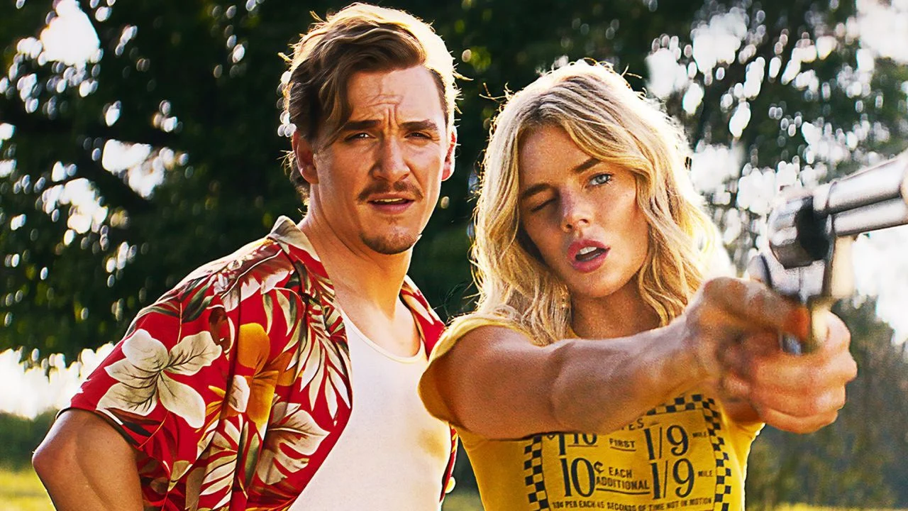 Oliver (Kyle Gallner) teaches Caroline (Samara Weaving) how to shoot - and that becomes urgently needed later!