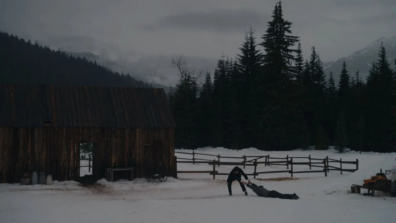 The (almost) furthest back in time of “Company” takes place in pioneer times in a lonely cabin in the snowy landscape of the American West.