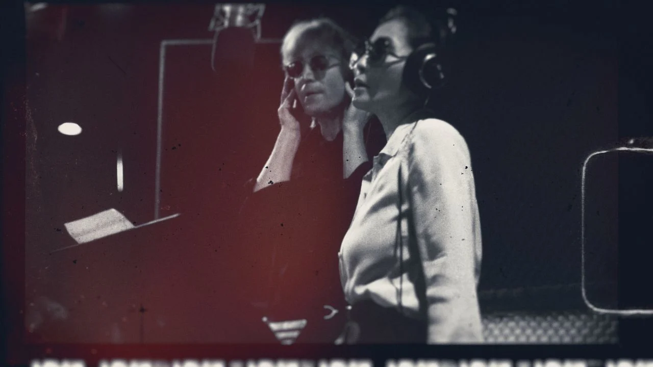John Lennon and Yoko Ono in the studio.