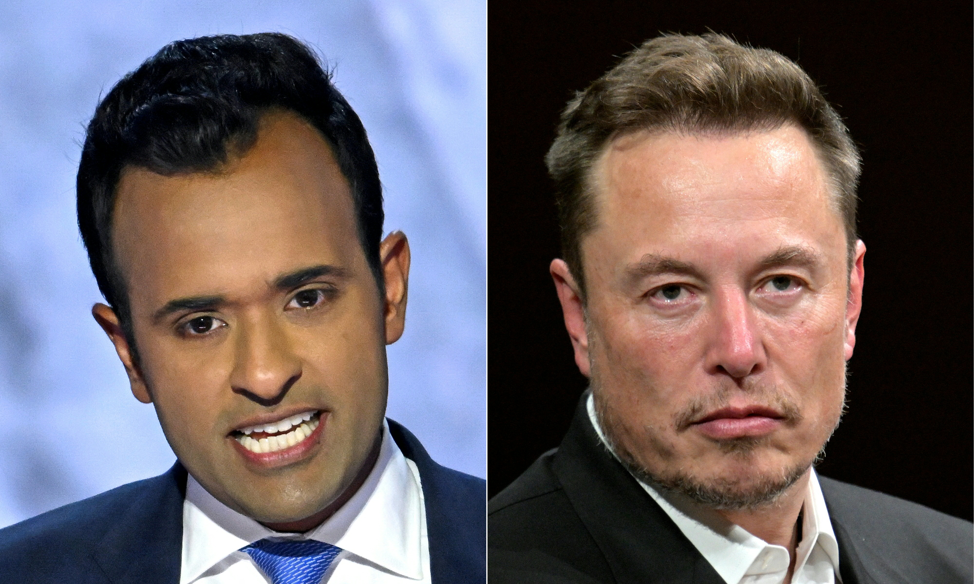 Photo combination shows former Republican presidential candidate Vivek Ramaswamy (left) and tycoon Elon Musk (right), who will lead the new US Department of Government Efficiency.