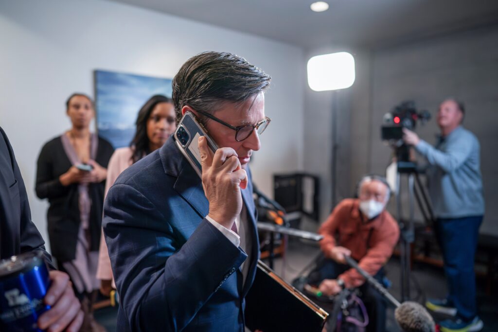 President of the US House of Representatives, Mike Johnson, speaks with the president of Taiwan