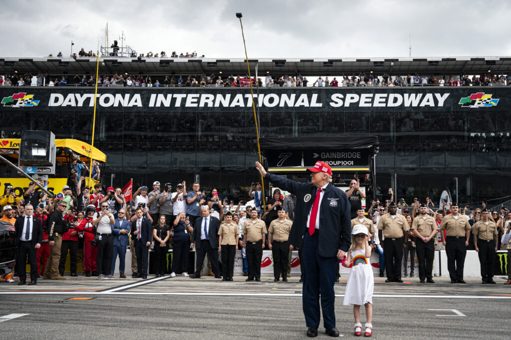 Trump attends Daytona 500 and says that the spirit of Nascar 'will drive the US Golden Age' '